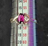 925 Sterling Silver Ring w/Ruby Rectangular & White Sapphire Accent Gemstones ❤️✨🤩💍🩷🤍