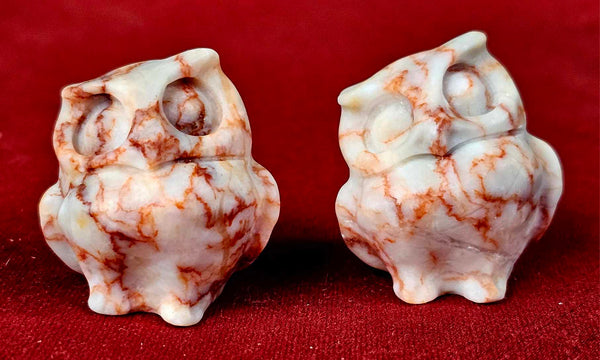 Red Veined Jasper Crystal Owl Figurine 🦉 ♥️