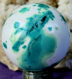 Dyed Snow Agate Crystal Sphere 💚🔮🌨️✨🤍