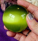 Peridot Olive Green Cats Eye Crystal Sphere 💚🔮✨🫒