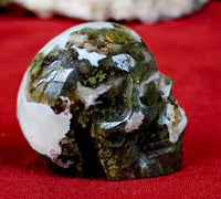 Moss Agate Crystal Skull Carving 💀🌿💚