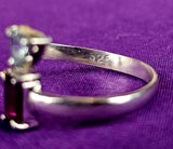 Unique 925 Sterling Silver Ring w/Garnet & Aquamarine Gemstones 💎✨🌬️💍🌊