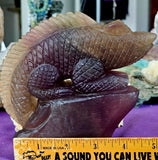 XL Rainbow Fluorite Crystal Lizard on Rock Sculpture 🪨💜☪️🦎🤩🌈