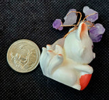 Nine Tails Holding a Heart w Wire Wrapped Amethyst Crystal Tree 💜🥹🌳🐈