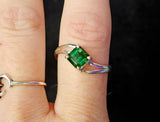 925 Sterling Silver Green Emerald Square Stone Ring 💍💎✨💚