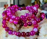 Hot Pink Dyed Agate Crystal Stretch Bracelet ✨📿🩷