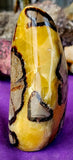 LG. UV Reactive Polished Septarian Crystal Freeform 💛✨🤩🖤
