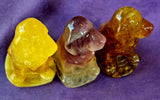 MD. Banded Rainbow Fluorite Crystal Dog Figurine 💛🐶 🐕 🌈💜