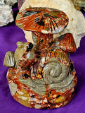 XXL Money Agate Crystal Snail & Mushroom Statue 🤍🍄🐌🍄💵💰♥️