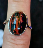 Ocean Jasper Oval Shaped Crystal SS 925 Adjustable Ring 💍💎✨🪸🌊🔵