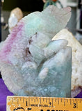 LG. Rainbow Fluorite Crystal Lizard Climbing Rock Sculpture 🪨🦎💚☪️✨😍