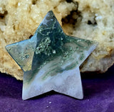 Moss & Tree Agate Crystal Puffy Star 💚⭐🤍