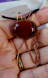 Handmade Copper Wire Wrapped Red Agate Crystal Cat Silhouette Necklace ✨❤️📿🐈🐾😻