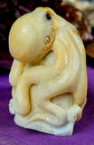 Caribbean Calcite Crystal Octopus on Rock Carving 🐙🪸🪨🌊🐚🦑