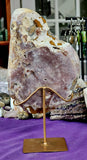 XXL MASSIVE Pink Amethyst Crystal Slab on Gold Metal Custom Display Stand 😍🤯🩷🌸⚜️🌟