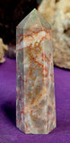 Red Veined Jasper Crystal Tower w/Gold Etched Moons & Stars ✨🌙♥️🍒