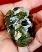 Moss Agate Crystal Skull Carving 💀🌿💚