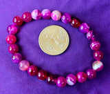 Hot Pink Dyed Agate Crystal Stretch Bracelet ✨📿🩷