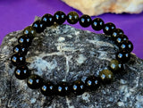 Goldsheen Obsidian Crystal Stretch Bracelet ✨📿🖤⚜️