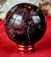 Arfvedsonite aka Fireworks Stone & Garnet Crystal Sphere 🔮🖤❤️