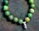 Handcrafted Nephrite Jade w/925 SS Buddha Charm Crystal Stretch Bracelet 🕉️📿✨💚