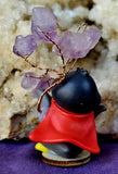 Happy Penguin in Cape w/Wire Wrapped Amethyst Crystal Tree 🌳🐧💜