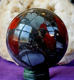 Bloodstone w/Pyrite Inclusions Crystal Sphere ✨🔮⚜️🩶🖤❤️🩸