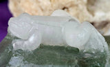LG. Rainbow Fluorite Crystal Frogs on Lily Pad Carving 🐸💚✨🤍🌈🐸