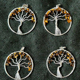 Tiger's Eye Tree of Life Silver Wire Wrapped Crystal Pendant