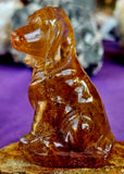 MD. Banded Rainbow Fluorite Crystal Dog Figurine 💛🐶 🐕 🌈💜
