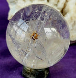 High Clarity Clear Quartz Crystal Sphere w Rainbows and Iron Inclusions 🔮💎🤩✨💥