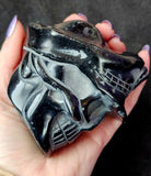 LG. Black Agate Crystal Pirate Skull Carving ⚓🏴‍☠️🤯✨☠️🦜🖤