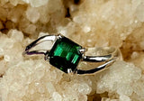 925 Sterling Silver Green Emerald Square Stone Ring 💍💎✨💚