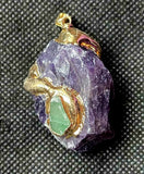 Raw Amethyst w/Green Aventurine Crystal Necklace 📿✨💜💚